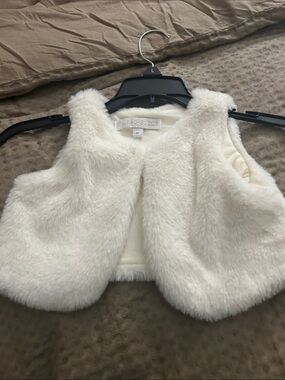 Rachel Zoe Ivory Faux Fur Vest - Girls